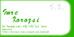 imre korozsi business card